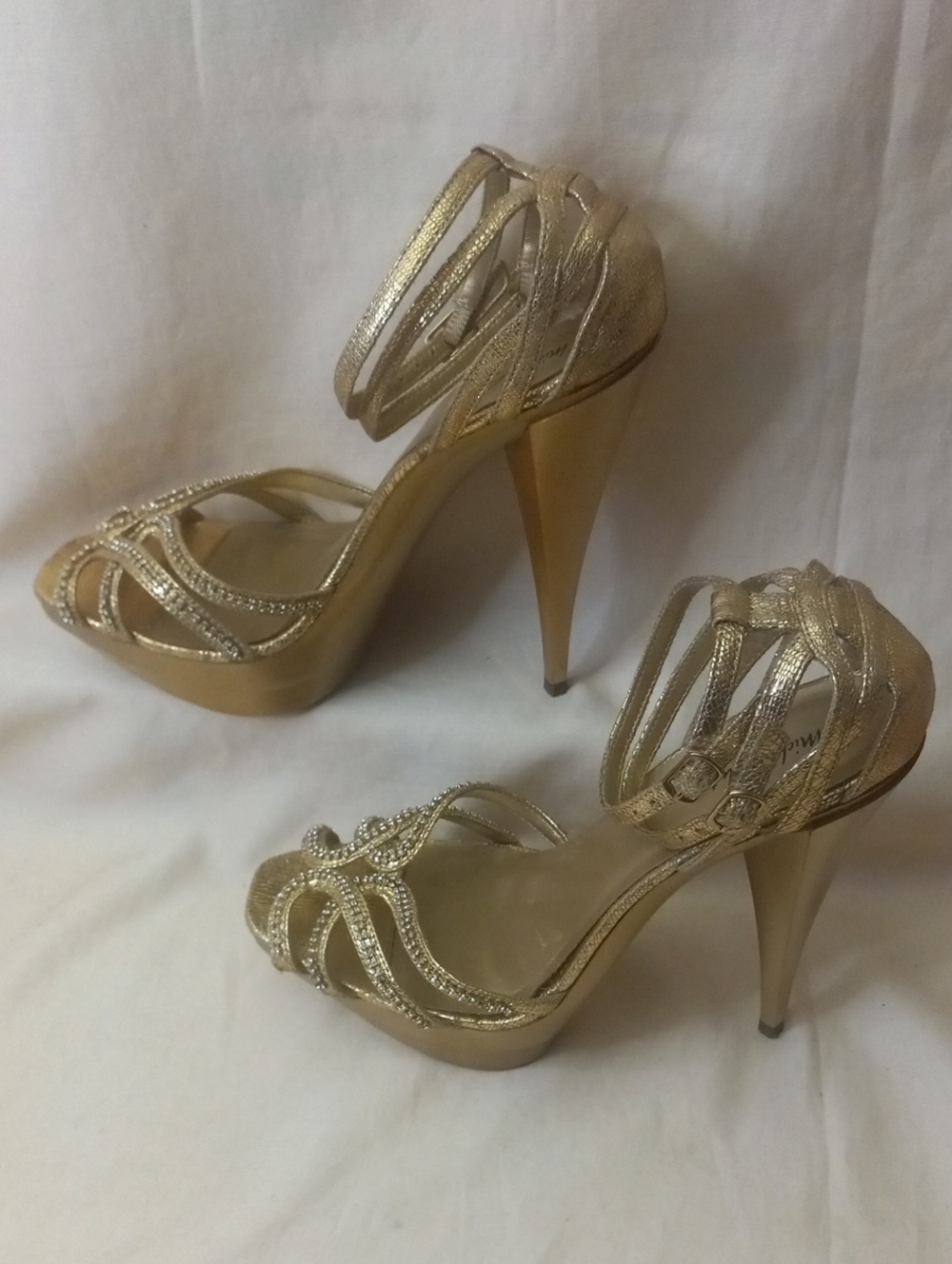 Michael Antonio Metallic Gold Strappy Platform Heels
